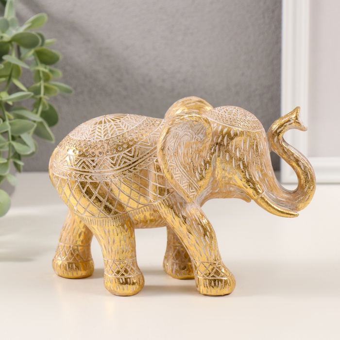Сувенир полистоун "Слон. Этнические узоры" золото 17х5х11 см