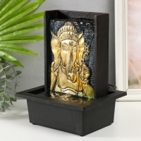 Фонтан настольный от сети, подсветка "Портрет Ганеша с цветком руке " 21х17х27 см Фонтан настольный от сети, подсветка "Портрет Ганеша с цветком руке " 21х17х27 см