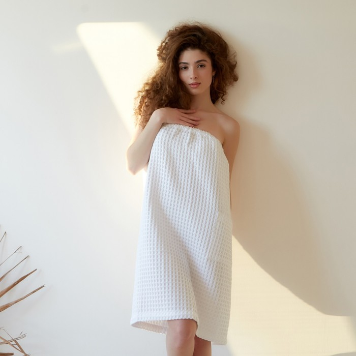 Парео вафельное банное Этель &laquo;Boho&raquo; 80*145 см. цв. белый, 100% хл, 290 г/м2