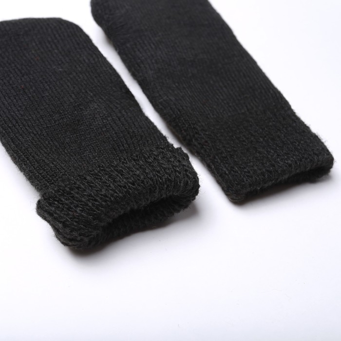 Варежки женские шерстяные, цвет чёрный размер 20-22