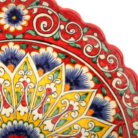 Ляган Риштанская Керамика "Цветы", 31 см, красный, рифлёный Ляган Риштанская Керамика "Цветы", 31 см, красный, рифлёный