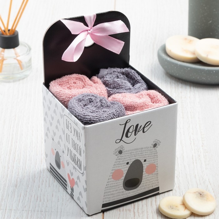 Набор махровых полотенец Этель Love 30х30 см-4шт, 100% хлопок 340 гр/м2 Набор махровых полотенец Этель Love 30х30 см-4шт, 100% хлопок 340 гр/м2