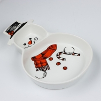 Новый год! Менажница новогодняя керамическая «Снеговик!», 14 х 20 х 3 см, цвет белый Новый год! Менажница новогодняя керамическая «Снеговик!», 14 х 20 х 3 см, цвет белый