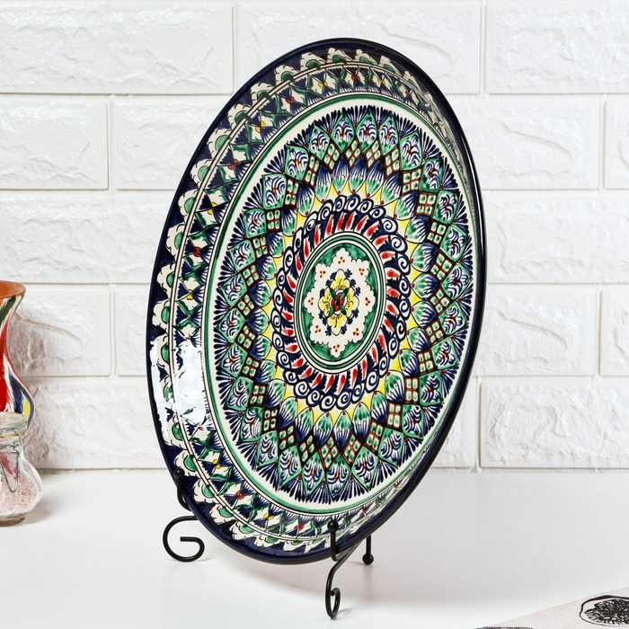 Ляган Риштанская Керамика Ляган Риштанская Керамика "Узоры", 36 см, синий микс