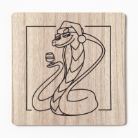 Новый год. Символ года. Змея. Набор кухонный Змея с бокалом: подставка 15*15 см, прихватка 17*17см