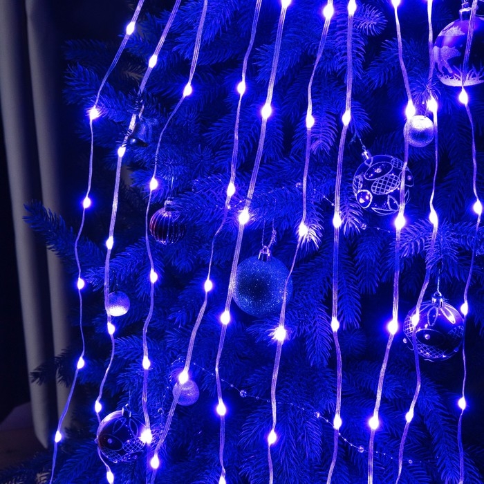 Умная гирлянда &laquo;Конский хвост&raquo; 10 нитей по 1 м роса, IP20, серебристая нить, 100 LED, пульт ДУ, приложение, свечение RGB, USB