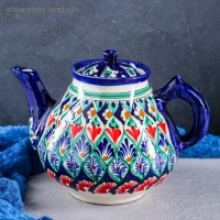 Чайник Риштанская Керамика "Узоры", 1600 мл, синий микс