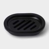 Набор для ванной &laquo;Эталон&raquo;, 4 предмета: дозатор для мыла, мыльница, 2 стакана, 24&times;8&times;17 см, цвет чёрный