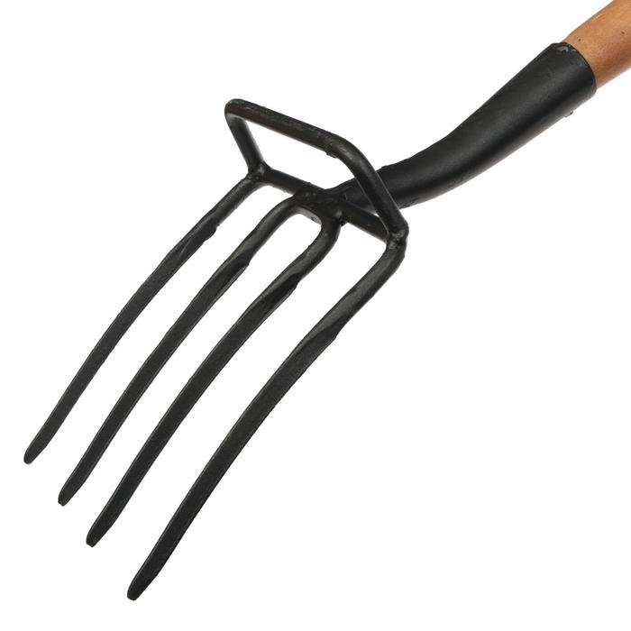 Вилы садово-огородные, 4-рогие, с упором, деревянный черенок, &laquo;Премиум&raquo;, Greengo