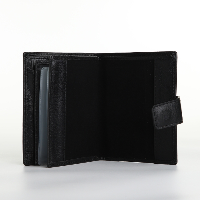 Портмоне мужское на магните 3 в 1, отдел для автодокументов, паспорта, цвет чёрный Портмоне мужское на магните 3 в 1, отдел для автодокументов, паспорта, цвет чёрный