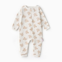 Комбинезон детский (3 шт.), цвет бежевый/зелёный/белый, рост 74 см