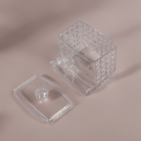 Органайзер для ватных палочек, с крышкой, 8,8 &times; 7,5 &times; 8 см, в картонной коробке, цвет прозрачный