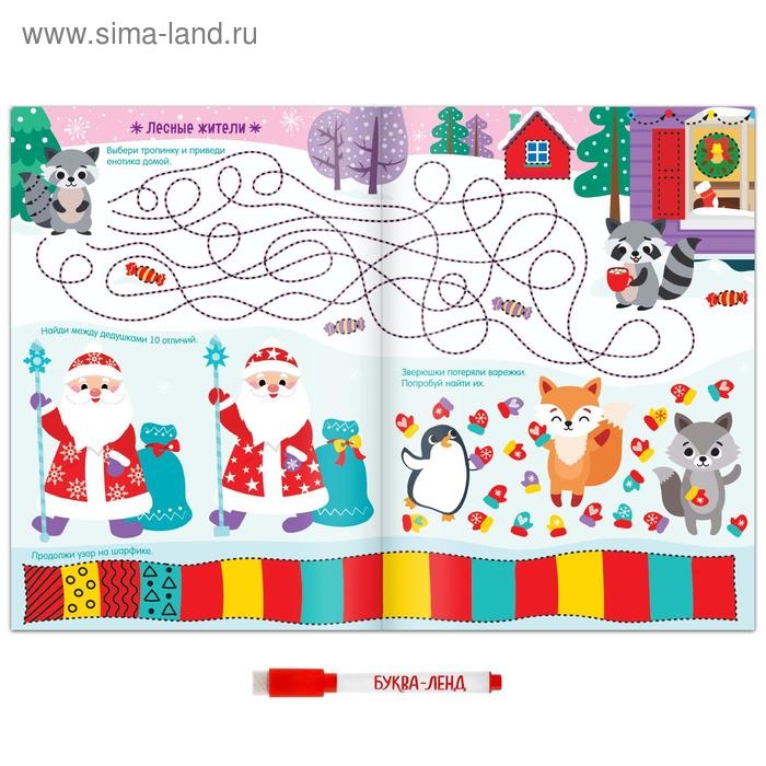 Многоразовая книжка &laquo;Напиши и сотри. Новогодние игры и задания&raquo;, 12 стр.