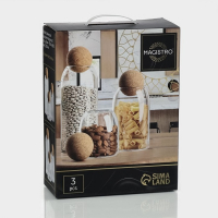 Банки стеклянные для хранения сыпучих продуктов Magistro &laquo;Эко&raquo;, 3 предмета: 450/700/1000 мл, с пробковой крышкой