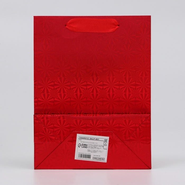 Пакет подарочный, фольгированный, упаковка, с окном, Пакет подарочный, фольгированный, упаковка, с окном, "Красный", S 23,5 х18 х 8,5 см