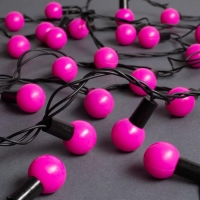 Гирлянда «Нить» 10 м с насадками «Шарики 2.5 см», IP44, тёмная нить, 100 LED, свечение розовое, 8 режимов, 220 В Гирлянда «Нить» 10 м с насадками «Шарики 2.5 см», IP44, тёмная нить, 100 LED, свечение розовое, 8 режимов, 220 В