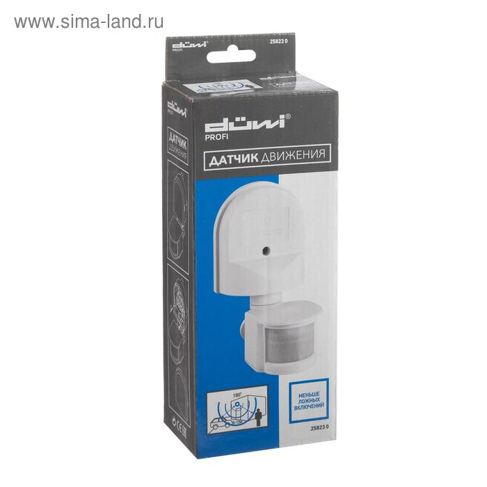 Датчик движения düwi DD-01, 180°, 1200 Вт, 5-12 м, IP44, настенный, белый Датчик движения düwi DD-01, 180°, 1200 Вт, 5-12 м, IP44, настенный, белый