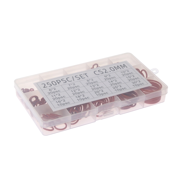 Уплотнительное кольцо, 15 видов, толщина 2 мм, набор 250 шт Уплотнительное кольцо, 15 видов, толщина 2 мм, набор 250 шт