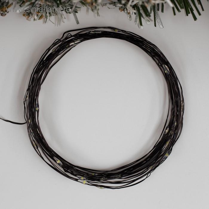 Гирлянда &laquo;Нить&raquo; 5 м роса, IP20, чёрная нить, 50 LED, 2 режима, батарейки AAх3 (нет в комплекте), свечение белое