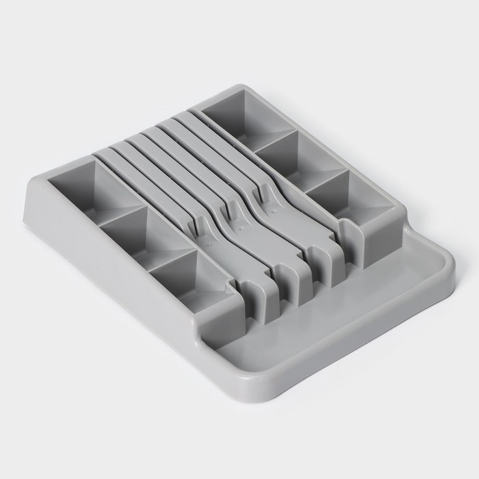 Лоток для столовых приборов и ножей Доляна, 30&times;23,5&times;5см, цвет серый
