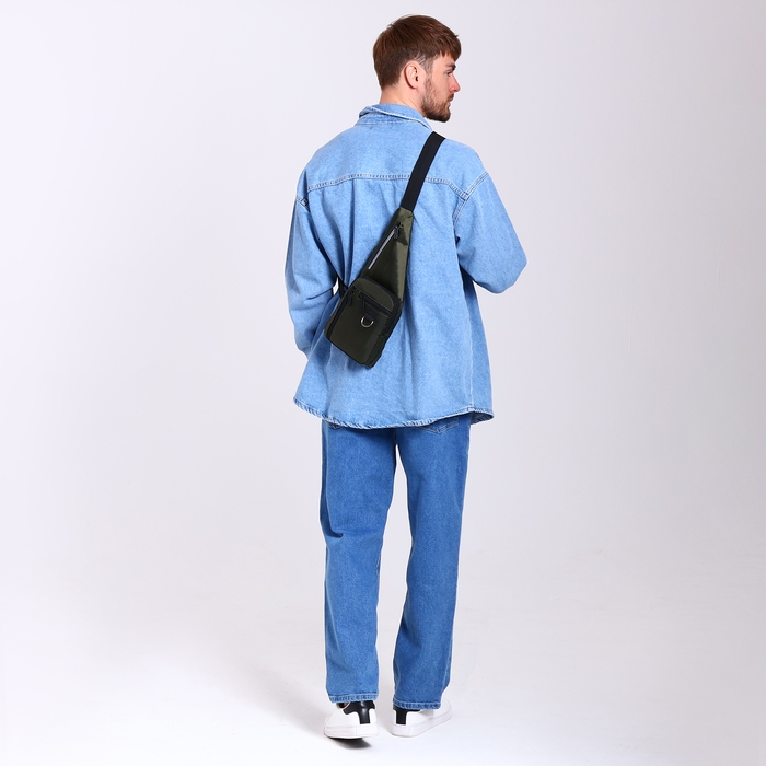 Сумка-слинг мужская из текстиля, цвет хаки