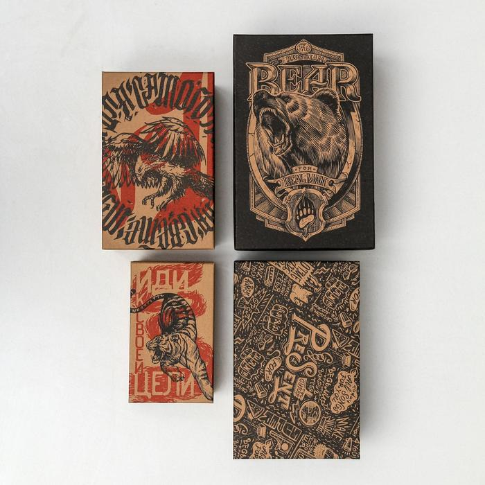 Набор крафтовых коробок 10 в 1, упаковка подарочная, &laquo;Брутальность&raquo;, 12 х 7 х 4 - 32.5 х 20 х 12.5 см