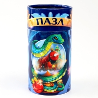 Пазлы фигурные деревянные на новый год &laquo;Змея на шаре. Новогодний экспресс&raquo;, 128 элементов, символ года 2025