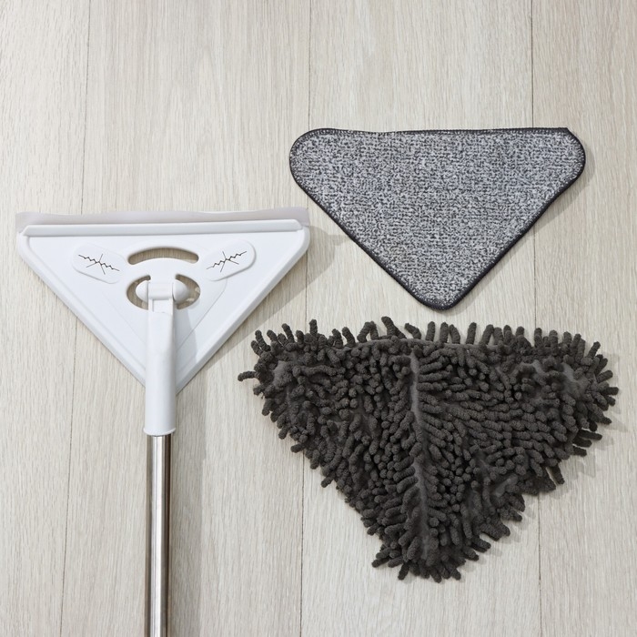 Окномойка с стальной ручкой и сгоном Raccoon, 25&times;17&times;105(148) см, 2 насадки из микрофибры