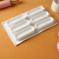 Форма для муссовых десертов и выпечки KONFINETTA &laquo;Венеция&raquo;, силикон, 29,5&times;17&times;3 см, 6 ячеек, цвет белый