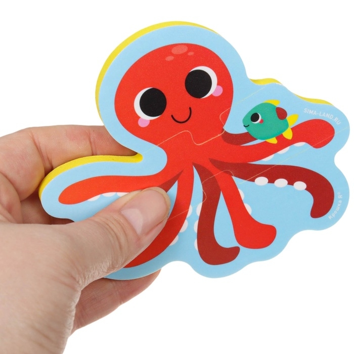 Мягкий пазл для малышей «Морские друзья», 5 пазлов, Крошка Я Мягкий пазл для малышей «Морские друзья», 5 пазлов, Крошка Я