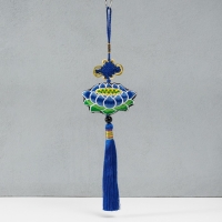 Подвеска текстиль "Лотос" синяя 2х10х29 см Подвеска текстиль "Лотос" синяя 2х10х29 см