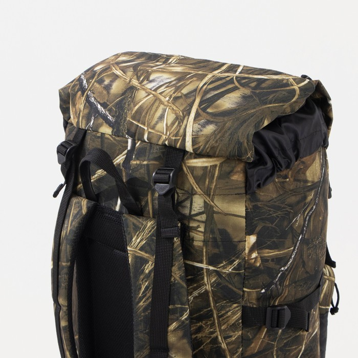 Рюкзак туристический, 70 л, отдел на стяжке шнурком, 3 наружных кармана, с расширением, Huntsman, цвет камыш