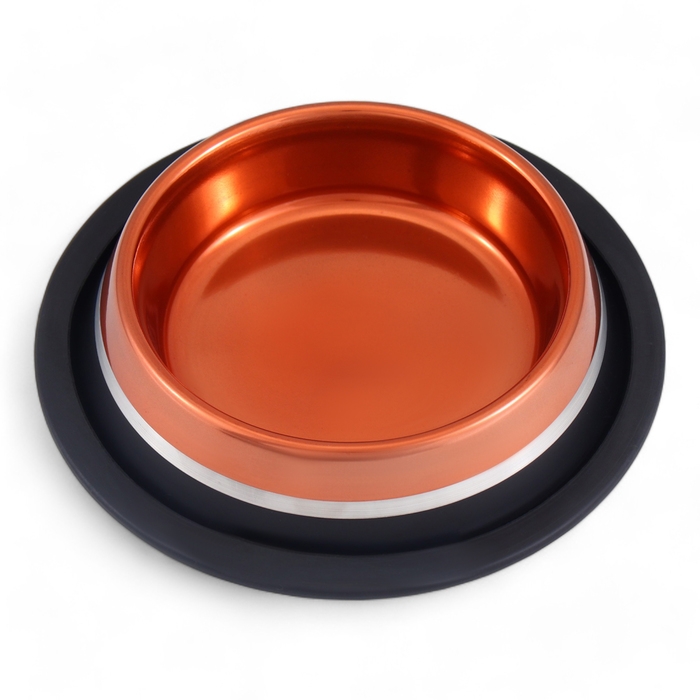 Миска с нескользящим основанием декоративная цветная, 230 мл, бронза с серебрянной полосой Миска с нескользящим основанием декоративная цветная, 230 мл, бронза с серебрянной полосой