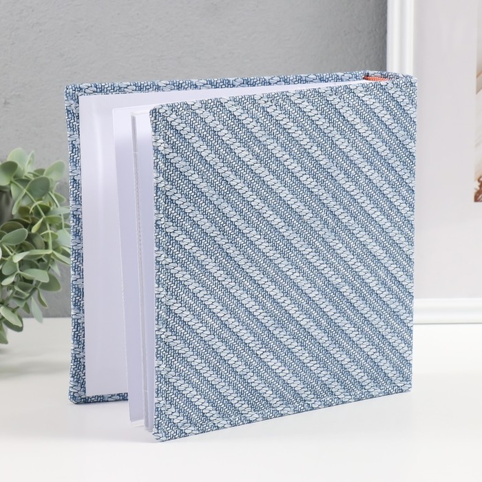 Фотоальбом на 200 фото 10х15 см кожзам "Багетная текстура" бумажные листы синий 5х23х22 см   1049963