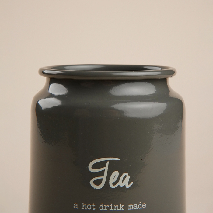 Банка для чая SL Home, 9,5&times;14 см, цвет серый, с бамбуковой крышкой