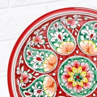 Ляган Риштанская Керамика "Цветы", 25 см, красный Ляган Риштанская Керамика "Цветы", 25 см, красный