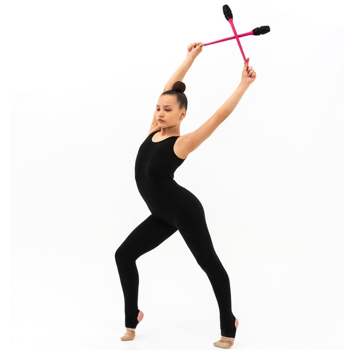 Булавы гимнастические вставляющиеся Grace Dance, 41 см, цвет чёрный/розовый