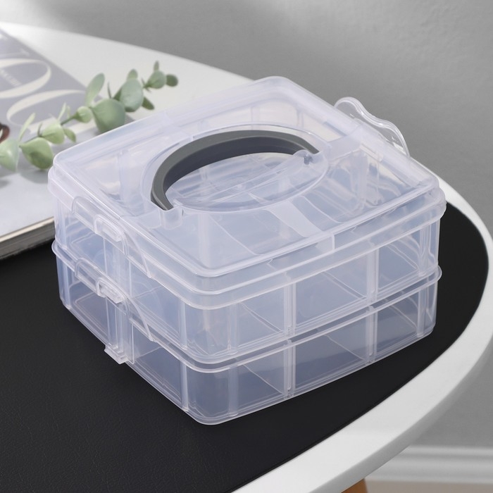 Органайзер для хранения, 2 яруса, 12 ячеек, 16&times;15&times;9 см, цвет МИКС