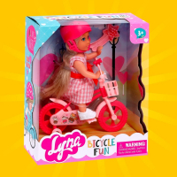 Кукла малышка Lyna на велопрогулке с велосипедом и аксессуарами, МИКС Кукла малышка Lyna на велопрогулке с велосипедом и аксессуарами, МИКС