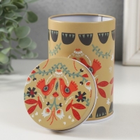 Шкатулка металл цилиндр "Птички и цветочки" 7,5х7,5х11 см Шкатулка металл цилиндр "Птички и цветочки" 7,5х7,5х11 см