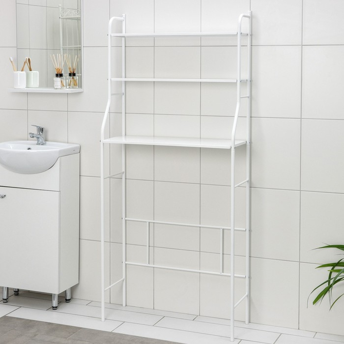 Стеллаж для ванной комнаты, 68,5&times;156&times;26 см, цвет белый