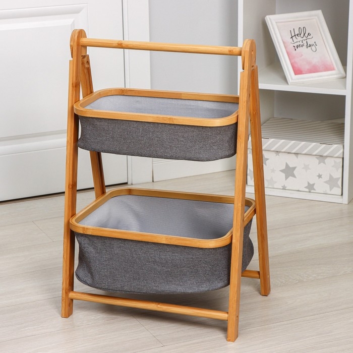 Полка - этажерка двухуровневая LaD&ograve;m, 44,5&times;33,5&times;68,5 см, цвет серый