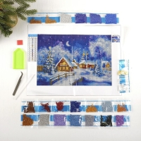 Новогодняя алмазная мозаика с полным заполнением на холсте &laquo;Новый год. Рождественская ночь&raquo;, 22 х 32 см