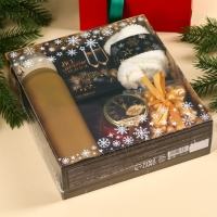 Подарочный набор новогодний &laquo;Все мечты сбудутся&raquo;:Чай новогодний чёрный 50 г., крем-мед с клубникой 120 г., носки 36 - 39 размер, термос 500 мл.