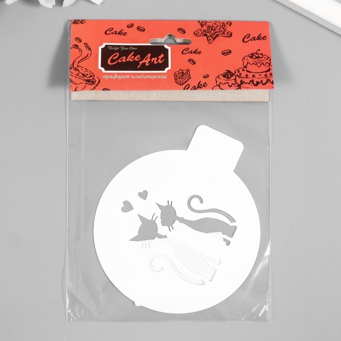 Трафарет пластиковый Трафарет пластиковый "Кот и кошка" 10х10 см