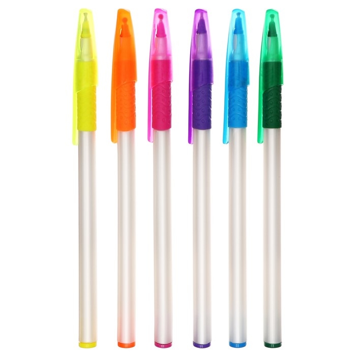 Набор шариковых ручек 12 штук, 0,7мм, корпус белый с резиновым держателем, чернила синие, МИКС Набор шариковых ручек 12 штук, 0,7мм, корпус белый с резиновым держателем, чернила синие, МИКС