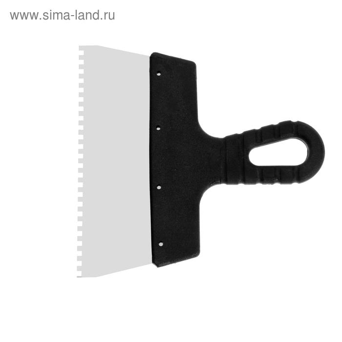 Шпатель зубчатый ЛОМ, 200 мм, зуб 4 мм, нержавеющая сталь