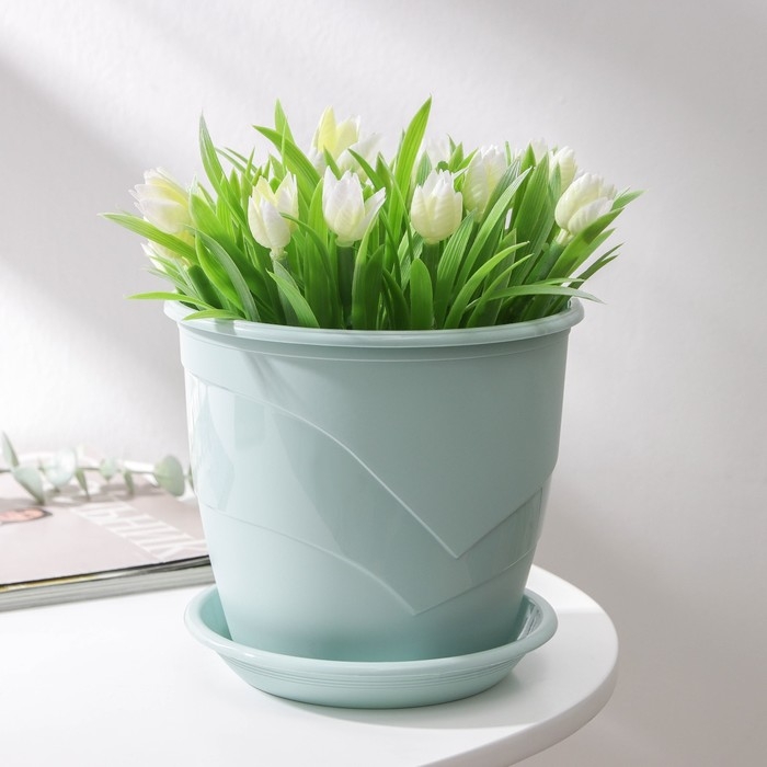 Горшок для цветов с поддоном &laquo;Венеция&raquo;, 2 л, d=16 см, цвет мята