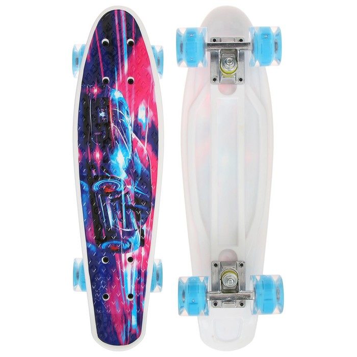 Пенниборд ONLITOP, 55х14 см, колёса световые PU 60х45 мм, ABEC 7, алюминиевая рама
