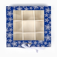 Коробка под 9 конфет с ячейками &laquo;Снежинки&raquo; 14.8 х 13.5 х 3.5 см, Новый год